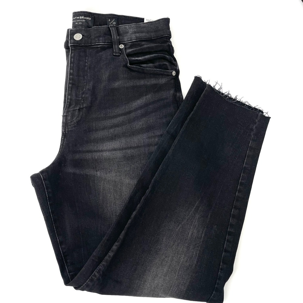 Lucky Brand Mom Jean High Rise 90s Black Washed Denim Size 6/28